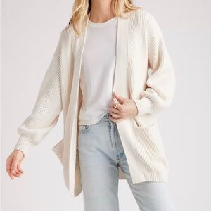 Quince size small white Organic Cotton Oversized Cardigan